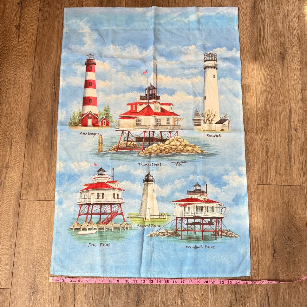 Lighthouses Fenwick Assateague Thomas Point Outdoor Flag‎ Blue Mary Lou Troutman